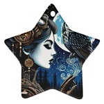 Steampunk Woman With Owl 2 Steampunk Woman With Owl Woman With Owl Strap Ornament (Star)