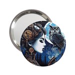 Steampunk Woman With Owl 2 Steampunk Woman With Owl Woman With Owl Strap 2.25  Handbag Mirrors