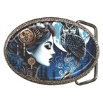 Steampunk Woman With Owl 2 Steampunk Woman With Owl Woman With Owl Strap Belt Buckles