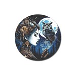 Steampunk Woman With Owl 2 Steampunk Woman With Owl Woman With Owl Strap Magnet 3  (Round)