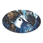 Steampunk Woman With Owl 2 Steampunk Woman With Owl Woman With Owl Strap Oval Magnet