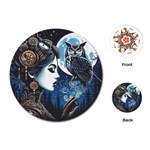 Steampunk Woman With Owl 2 Steampunk Woman With Owl Woman With Owl Strap Playing Cards Single Design (Round)