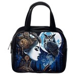 Steampunk Woman With Owl 2 Steampunk Woman With Owl Woman With Owl Strap Classic Handbag (One Side)