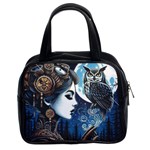 Steampunk Woman With Owl 2 Steampunk Woman With Owl Woman With Owl Strap Classic Handbag (Two Sides)