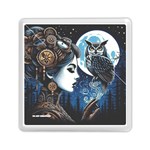 Steampunk Woman With Owl 2 Steampunk Woman With Owl Woman With Owl Strap Memory Card Reader (Square)