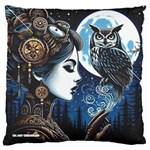 Steampunk Woman With Owl 2 Steampunk Woman With Owl Woman With Owl Strap Large Cushion Case (One Side)