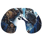 Steampunk Woman With Owl 2 Steampunk Woman With Owl Woman With Owl Strap Travel Neck Pillow