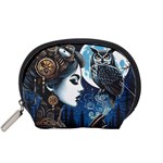 Steampunk Woman With Owl 2 Steampunk Woman With Owl Woman With Owl Strap Accessory Pouch (Small)
