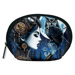 Steampunk Woman With Owl 2 Steampunk Woman With Owl Woman With Owl Strap Accessory Pouch (Medium)