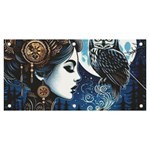 Steampunk Woman With Owl 2 Steampunk Woman With Owl Woman With Owl Strap Banner and Sign 6  x 3 