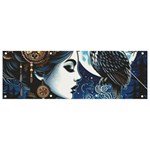 Steampunk Woman With Owl 2 Steampunk Woman With Owl Woman With Owl Strap Banner and Sign 9  x 3 