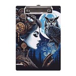 Steampunk Woman With Owl 2 Steampunk Woman With Owl Woman With Owl Strap A5 Acrylic Clipboard