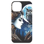 Steampunk Woman With Owl 2 Steampunk Woman With Owl Woman With Owl Strap iPhone 14 Black UV Print Case