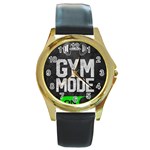 Gym mode Round Gold Metal Watch