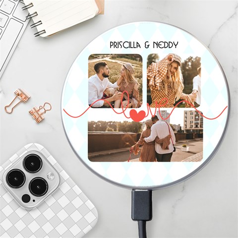 Personalized Love Line Name Photo Wireless Fast Charger Wireless Fast Charger(White) from ArtsNow.com Front
