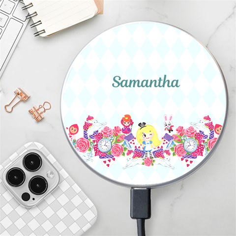 Personalized Alice in wonderland Name Wireless Fast Charger Wireless Fast Charger(White) from ArtsNow.com Front