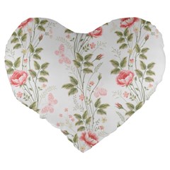 Flowers Roses Pattern Nature Bloom Large 19  Premium Heart Shape Cushions from ArtsNow.com Back