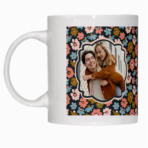 Personalized Floral Pattern Photo Couple Name Mug White Mug from ArtsNow.com Left