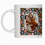 Personalized Floral Pattern Photo Couple Name Mug White Mug