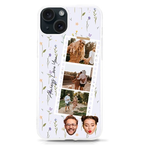 Personalized Floral Pattern with film UV Print Case iPhone 15 TPU UV Print Case from ArtsNow.com Front