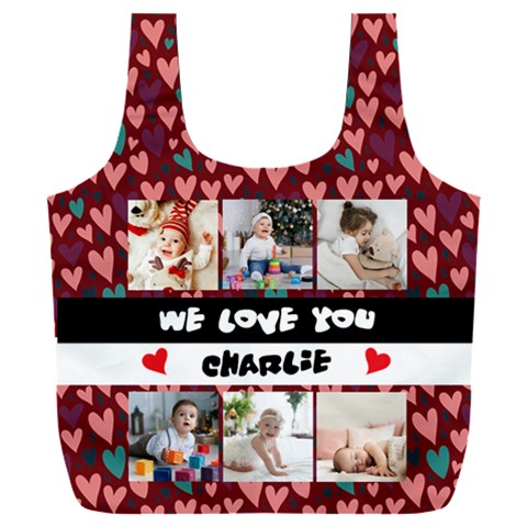 Personalized Photo We Love You Name Any Text Recycle Bag Full Print Recycle Bag (XXXL) from ArtsNow.com Front