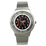 Abstract Geometric Pattern Stainless Steel Watch