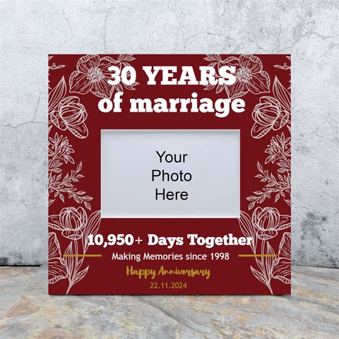 Personalized Wedding anniversary Years of Marriage Any Text in Color Box Photo Frame White Box Photo Frame 4  x 6  from ArtsNow.com Front