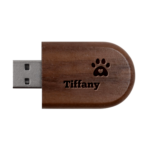 Personalized Pet Foot Name Wood Oval USB Flash Drive Wood Oval USB Flash Drive from ArtsNow.com USB