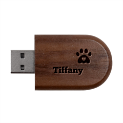 Personalized Pet Foot Name Wood Oval USB Flash Drive Wood Oval USB Flash Drive from ArtsNow.com USB