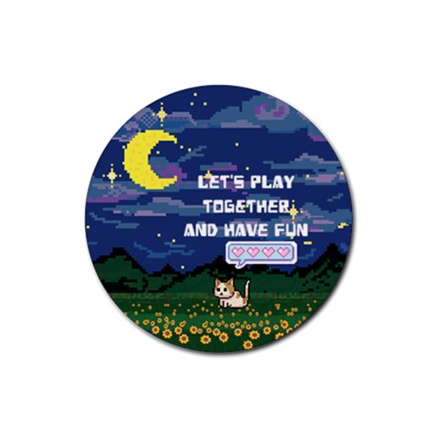 Personalized Pixel Game Name Rubber Coaster (Round) Rubber Coaster (Round) from ArtsNow.com Front