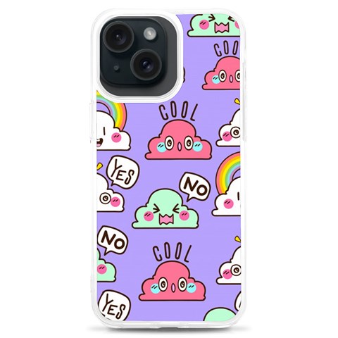 Cloud Seamless Pattern iPhone 15 Plus TPU UV Print Case from ArtsNow.com Front