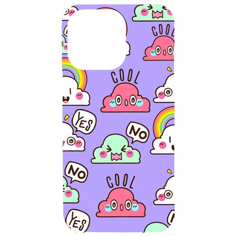 Cloud Seamless Pattern iPhone 15 Pro Max Black UV Print PC Hardshell Case from ArtsNow.com Front