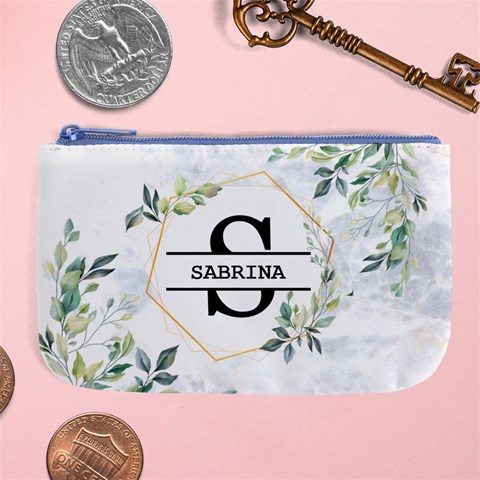 Personalized Initial Name Large Coin Purse Large Coin Purse from ArtsNow.com Front