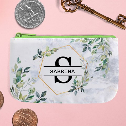 Personalized Initial Name Large Coin Purse Large Coin Purse from ArtsNow.com Front