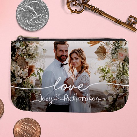 Personalized Wedding Couple Photo Name Large Coin Purse Large Coin Purse from ArtsNow.com Front