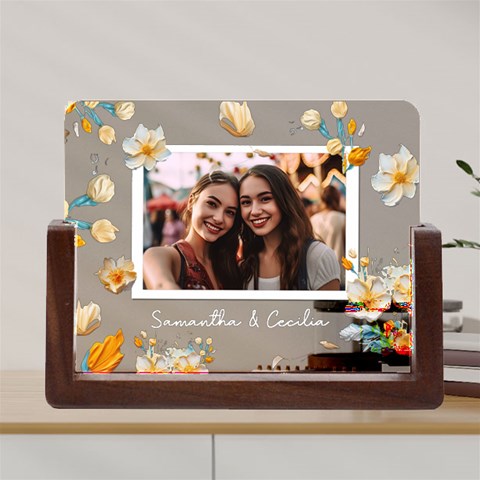 Personalized Oil Painting Floral Marble Texture Photo Name Any Text Acrylic UV Print 8  Tabletop Frame Acrylic UV Print 8  Tabletop Frame (U Front