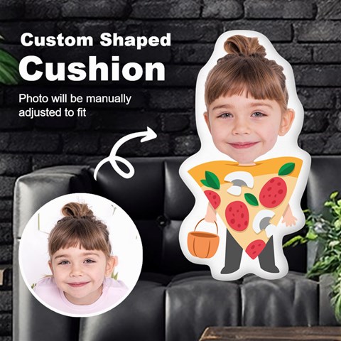 Personalized Photo in Pizza Monster Cartoon Style Custom Shaped Cushion Cut To Shape Cushion Case from ArtsNow.com Front