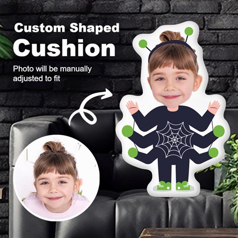 Personalized Photo in Spider Monster Cartoon Style Custom Shaped Cushion Cut To Shape Cushion Case from ArtsNow.com Front