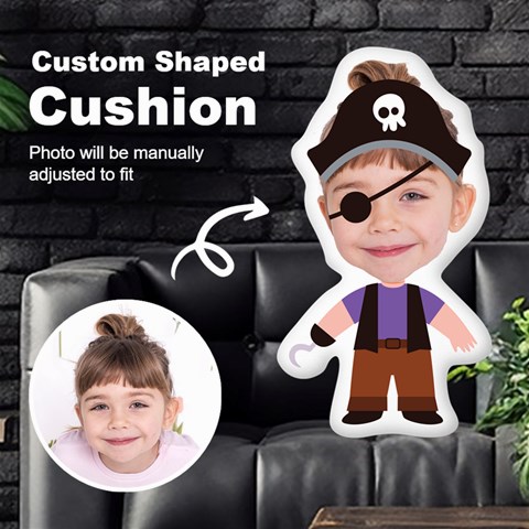 Personalized Photo in Priate1 Cartoon Style Custom Shaped Cushion Cut To Shape Cushion Case from ArtsNow.com Front