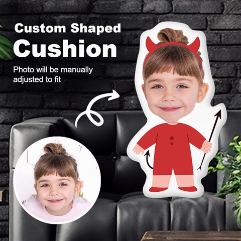 Personalized Photo in Devil2 Cartoon Style Custom Shaped Cushion Cut To Shape Cushion Case from ArtsNow.com Front