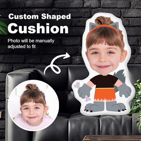 Personalized Photo in Wolf Monster Cartoon Style Custom Shaped Cushion Cut To Shape Cushion Case from ArtsNow.com Front