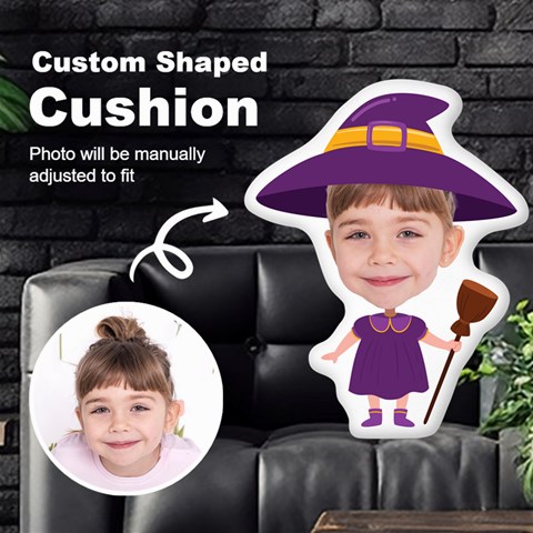 Personalized Photo in Witch2 Cartoon Style Custom Shaped Cushion Cut To Shape Cushion Case from ArtsNow.com Front