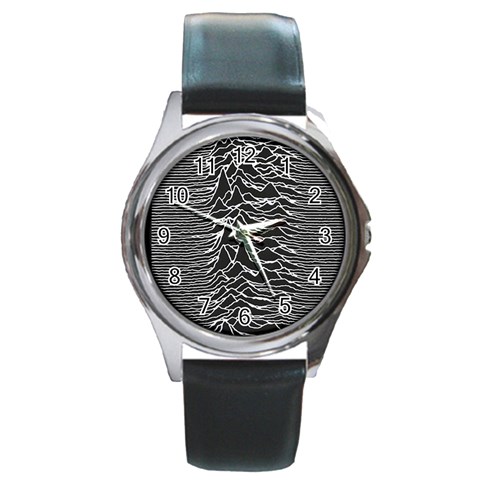 Joy Division Unknown Pleasures Pattern Round Metal Watch from ArtsNow.com Front