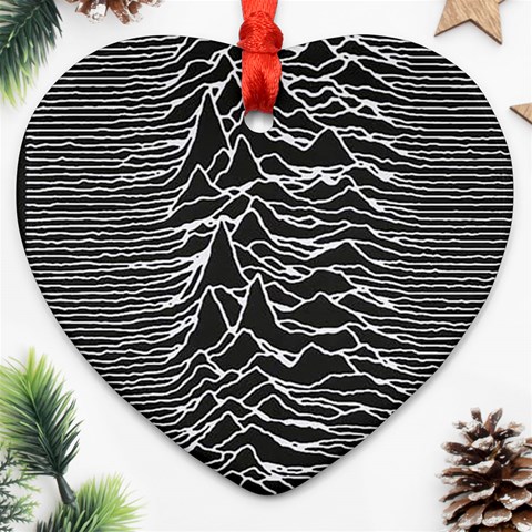 Joy Division Unknown Pleasures Pattern Ornament (Heart) from ArtsNow.com Front