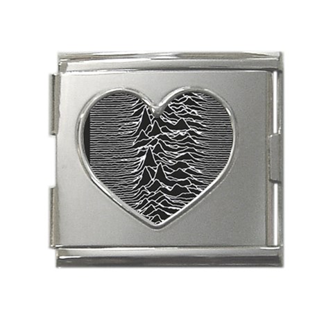 Joy Division Unknown Pleasures Pattern Mega Link Heart Italian Charm (18mm) from ArtsNow.com Front