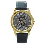 Joy Division Unknown Pleasures Pattern Round Gold Metal Watch