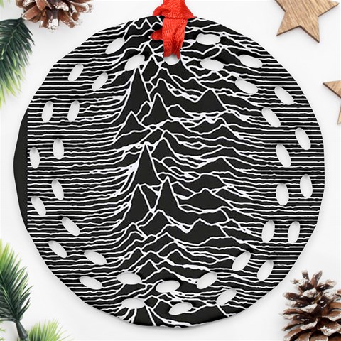 Joy Division Unknown Pleasures Pattern Ornament (Round Filigree) from ArtsNow.com Front