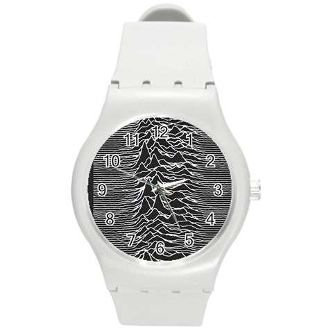 Joy Division Unknown Pleasures Pattern Round Plastic Sport Watch (M) from ArtsNow.com Front