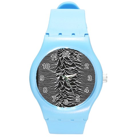 Joy Division Unknown Pleasures Pattern Round Plastic Sport Watch (M) from ArtsNow.com Front