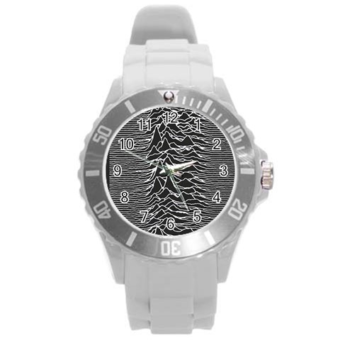 Joy Division Unknown Pleasures Pattern Round Plastic Sport Watch (L) from ArtsNow.com Front